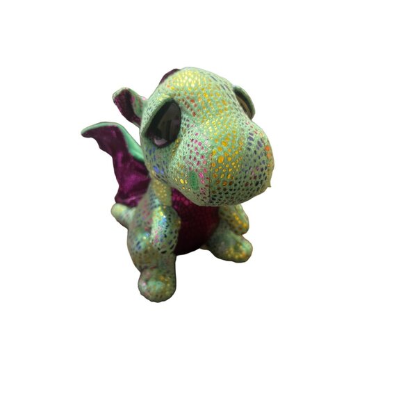 Ty Beanie Babies Cinder Dragon Stuffed Animal Plush Glitter Eyes 6" Sparkly - Picture 1 of 4